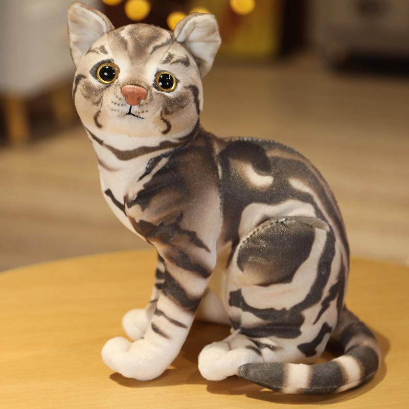 3D Cat Plush Toy Throw Pillow - Cute Stereo Cat Doll for Kids' Birthday Gift