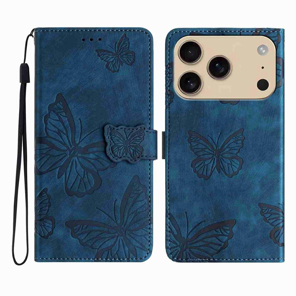 For iPhone 17 Pro Max Case Butterfly Design Flip Wallet Leather Phone Cover Skin-Touch