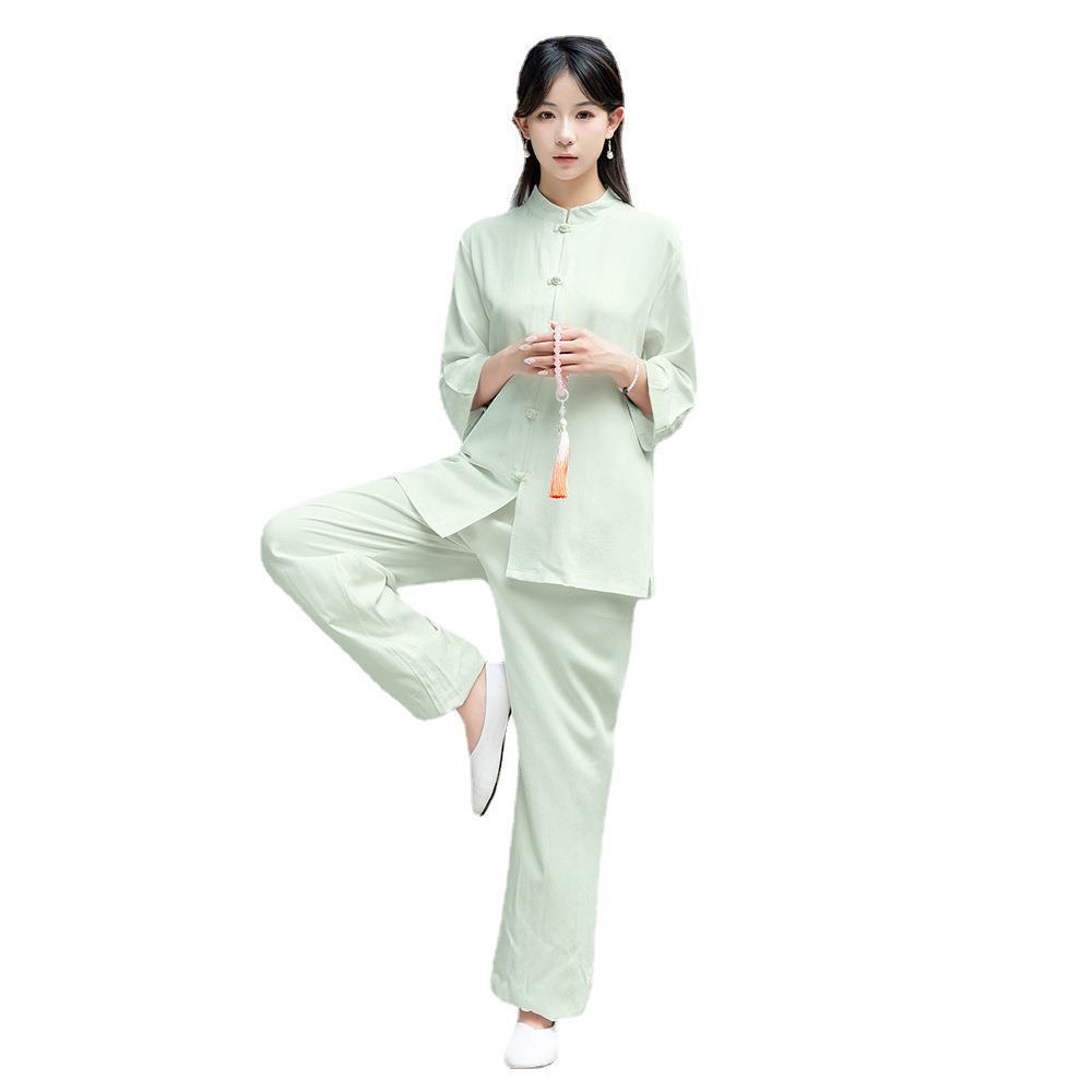 Zen Style Tai Chi & Yoga Two-Piece Set: Meditation & Healing Wear in New Chinese Design