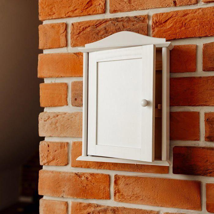 Boîte à clés murale en bois - CREATIVE DECO - Creative Deco - Blanc - 6 crochets - 20 x 6 x 29,5 cm