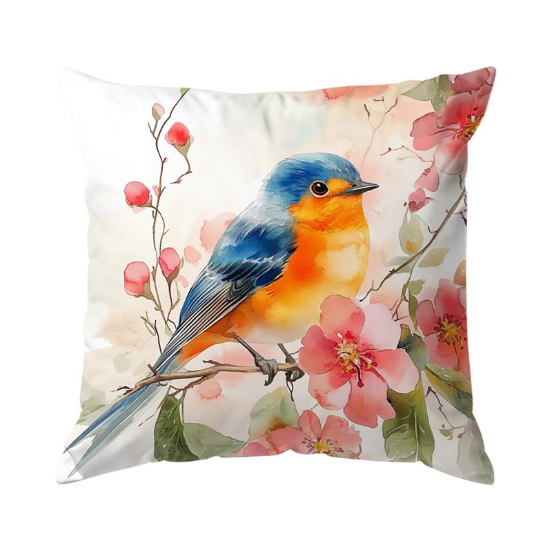 Birds Flowers Cushions Pillowcase Printed Polyester Throw Pillow Cover Decorative Sofa Cushion Pillowslip Home Decor