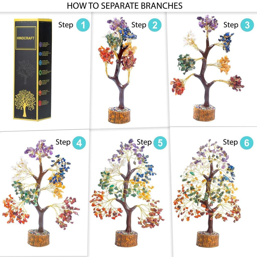 Seven Chakra Crystal Tree Good Luck Showpiece for Home Decor Items Crystals Gemstones Bonsai Money Tree for Good Luck, Decoration Gift