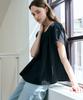 Deuloupisumeon Fleur Shirring Volume Blouse [Black]