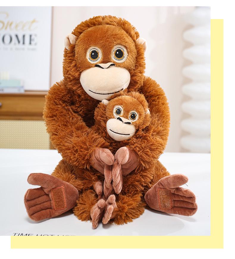 Cross-Border Plush Gorilla Doll - Realistic Monkey Design with Velcro Hands and Feet