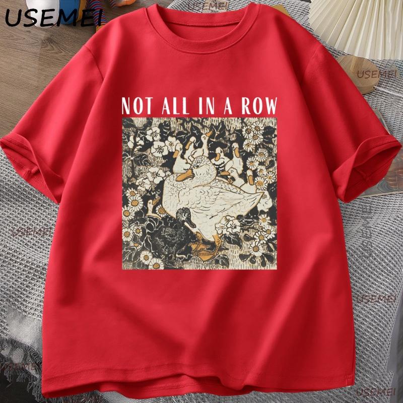 

Funny Duck Vintage Animal T Shirt Unisex Women Comfortable Crewneck Tshirt Breathable Cotton T Shirts Street Loose Couple Clothing S