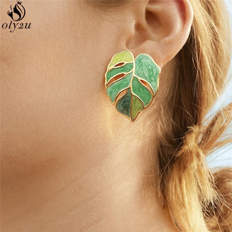 Bohemian Monstera Palm Tree Dangle Earrings For Women Gold Tropical Hollow Plant Leaves Big Earring Beach Brincos Gift