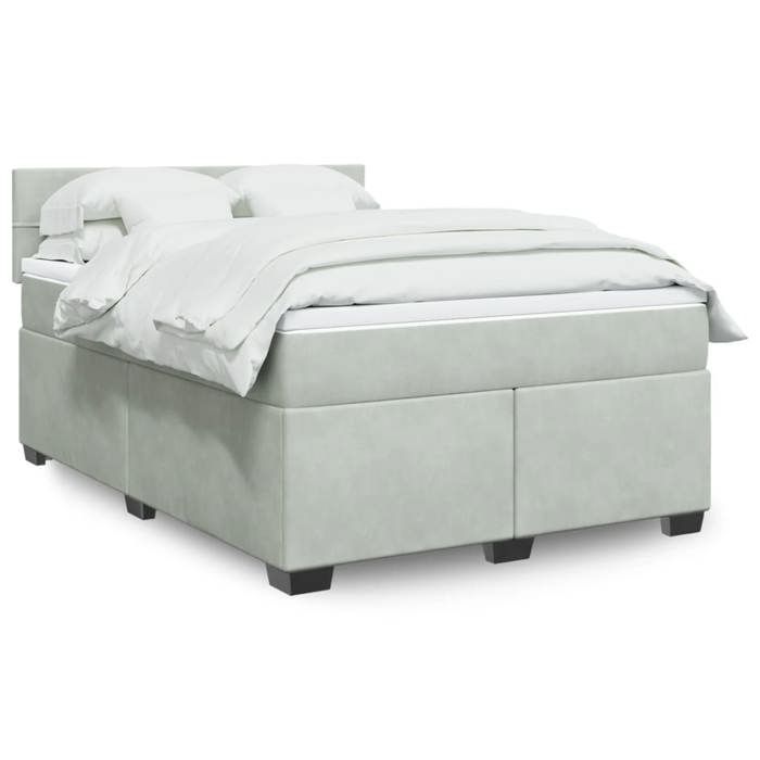 VidaXL Sommier à lattes de lit et matelas Gris clair 140x200cm Velours 3286330