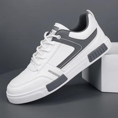 Erkek Vulkanize Ayakkabılar Rahat Pu Beyaz Spor Ayakkabılar Erkek Açık Hava Çok Yönlü Düz Ayakkabı Rahat Yumuşak Tabanlı Spor Ayakkabılar Zapatillas