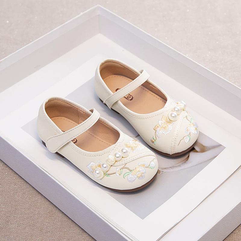 Girls' ancient Hanfu shoes Children's winter national style leather shoes Spring and autumn cheongsam ancient style classmates cloth shoes New