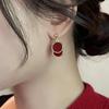 Vintage Maillard Wine Red Earrings Elegant Stud Jewelry For Women Autumn Winter Fashion