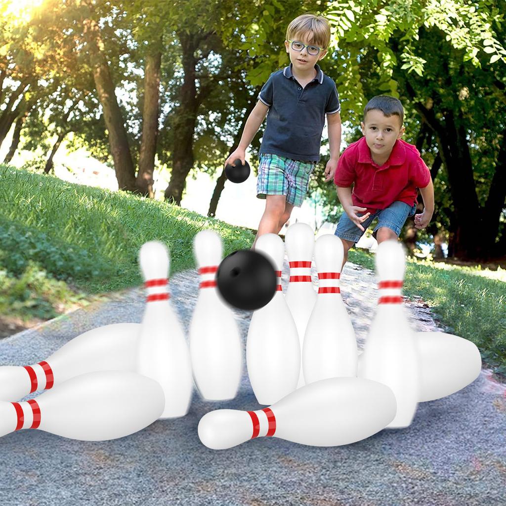 Kids Bowling Set with 10 Classical White Pins & 2 Balls Toddlers Indoor Outdoor Bowling Birthday Christmas Gifts for Boys Girls