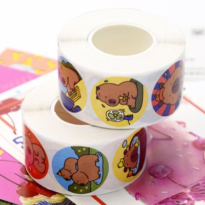 Cartoon Animal Roll Stickers Cute Anime High Appearance Level Handbook Decoration Sealing Stickers Student Tape