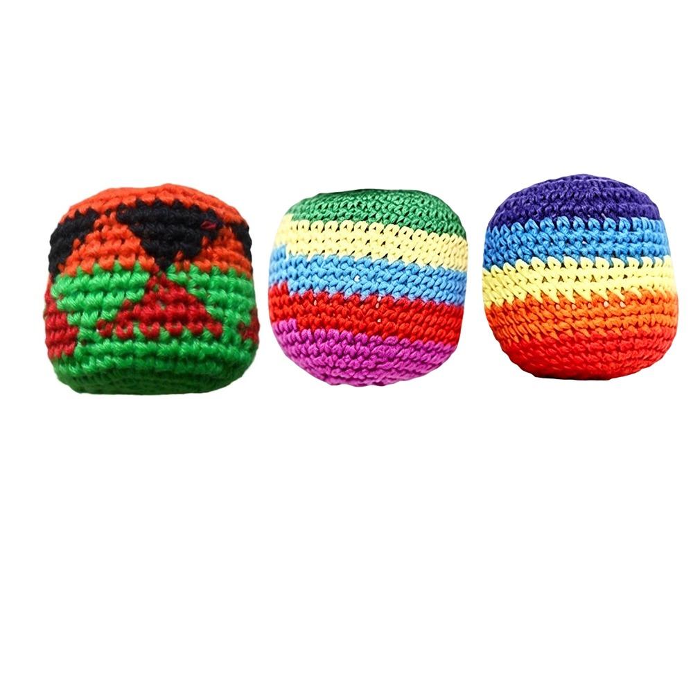 1/3/6/12Pcs Geometric Pattern Foot Bag Crochet Balls Durable Crochet Kick Sack Children