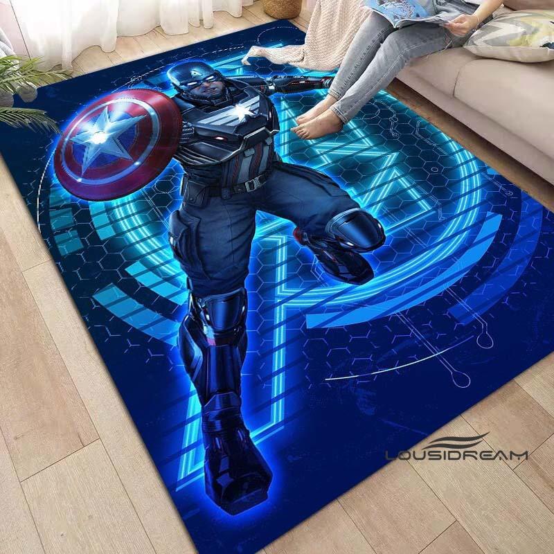Captain America Cartoon-Themed Rug — Living Room Home Décor, Bedroom, Sofa & Doormat Accent, Children's Rug, Non-Slip Mat