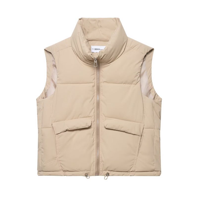 Araltay New Arrival Fashion Style Women's Clothing Fashion All-Match Minimalist Pure Color Sleeveless Turtleneck Cotton-Padded Jacket Vest Coat