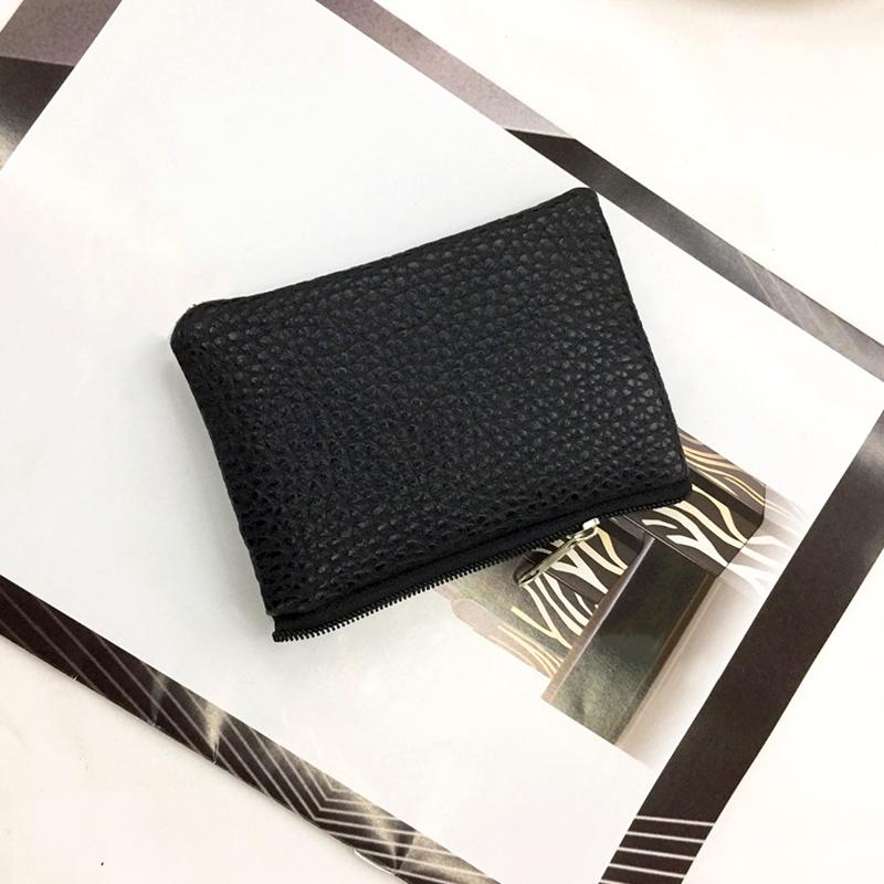 1pc Wallet Pouch Small Coin Purse New PU Leather Solid Color Storage Card Holder Korean Zipper