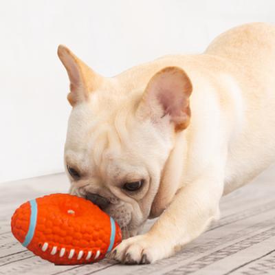 Puppy Teething Sound Ball Interactive Dog Toy Latex Rugby Series Boredom Relief Teeth Cleaning Indoor Outdoor Play Dog Toy Pet Supplies