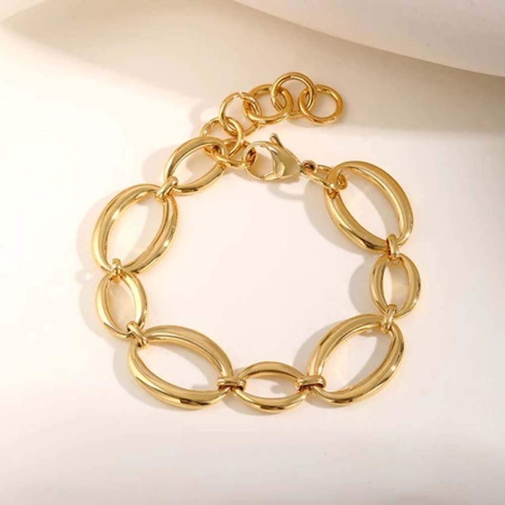 Stainless Steel Gold Chain Bracelet Wristband Jewelry Stainless Steel Hand Chain  Gifts