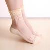 1 Par Verano Primavera Damas Ultradelgados Bordado de Encaje Seda Transparente Vidrio Cristal Elásticos Calcetines Suaves Elásticos Transpirables para Mujer