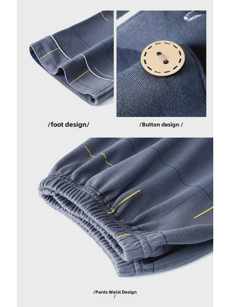 2023 Summer Cotton Short-Sleeve Cardigan Pajama Set for Middle-Aged Men