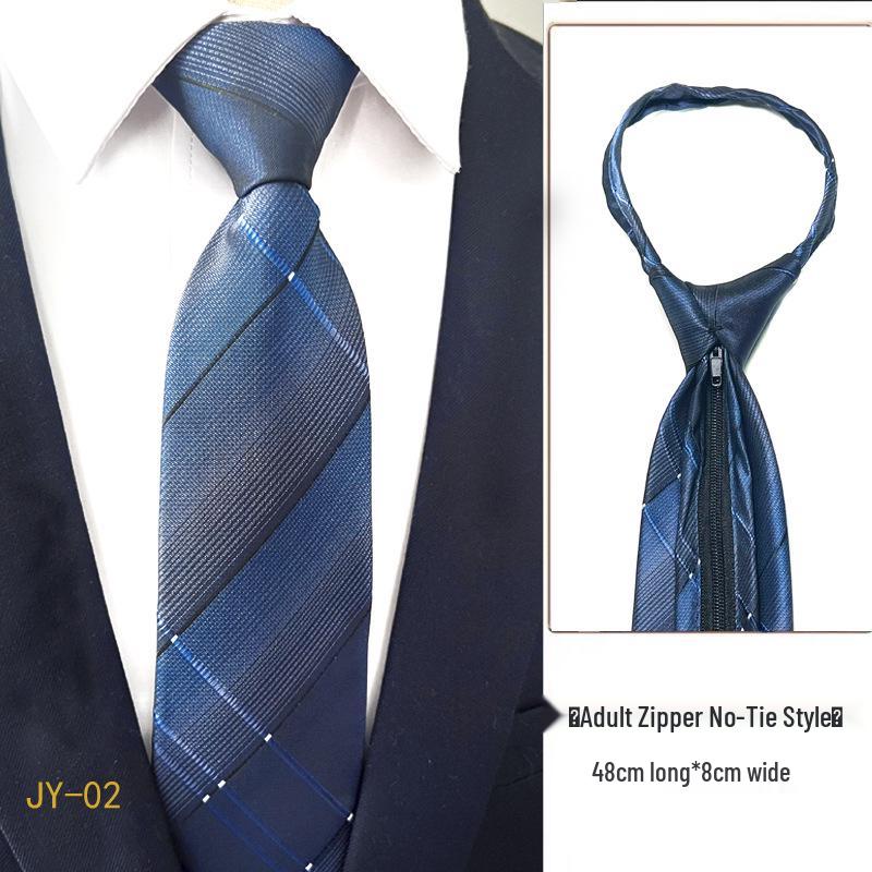 Men's 7cm Easy-Pull Zipper Tie, 1200-Needle Yarn-Dyed Polyester