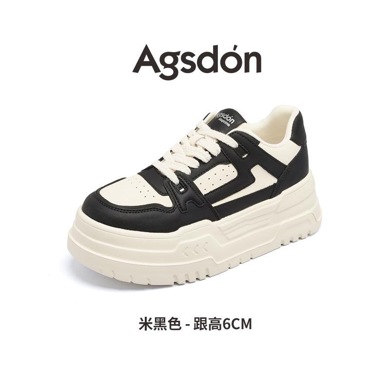 Augusteng Platform White Shoes Women's 2025 New Spring and Autumn White Sports Shoes Casual Student Flat Baseplate Shoes
