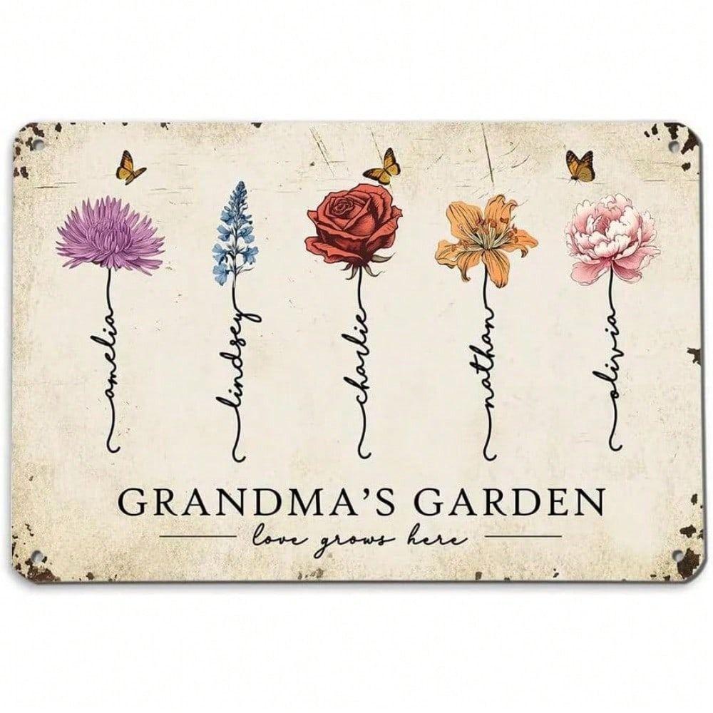 

Vintage Metal Wall Art Sign, Country Style Flower Birth Month Decor for Living Room Bedroom, Rustic Farmhouse Tin Poster