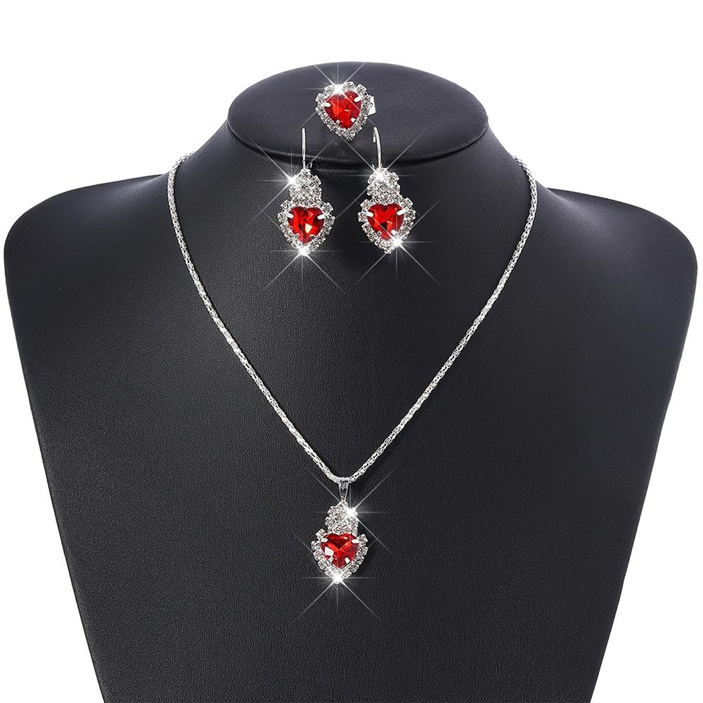 4 st Zirkon Set för Kvinnor, Mode Casual Dam Armband med Hjärtdesign, Halsband, Örhängen, Zirkon Set, Lämpligt för Dagligt Bruk,
