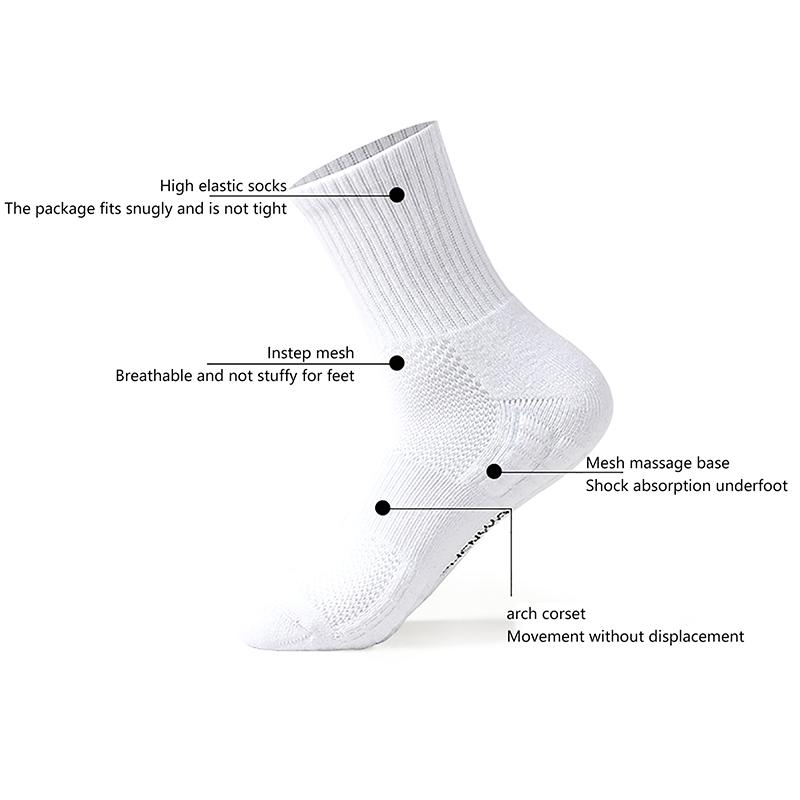 Men Towel Sole Sports Socks White Black Long Socks Men'S Massage Terry Sole Men Socks Breathable Mid-Calf Basketball Socks