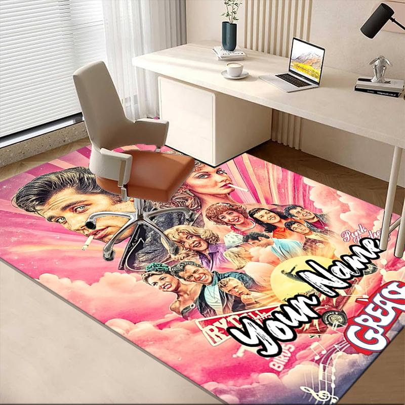 Custom Name Grease Printed Carpet, for Office Chair Living Room Bedroom Kitchen Room Decor Gifts.