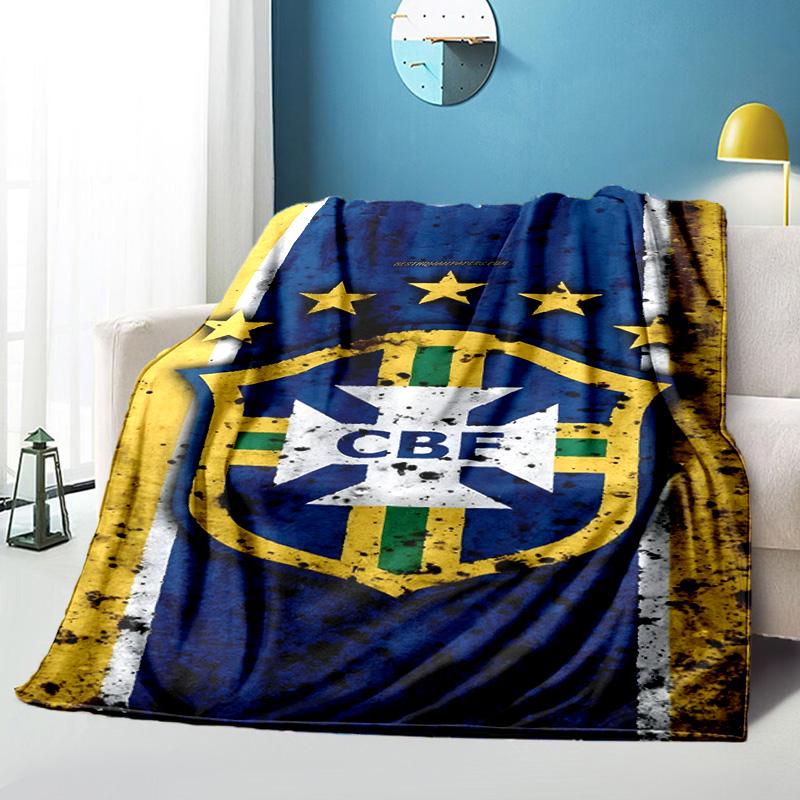 Brazilian Football Federation Printed Throws Blanket Soft Flannel Blankets for Couch Bed Gifts for Men Women Picnic blanket Christmas gifts