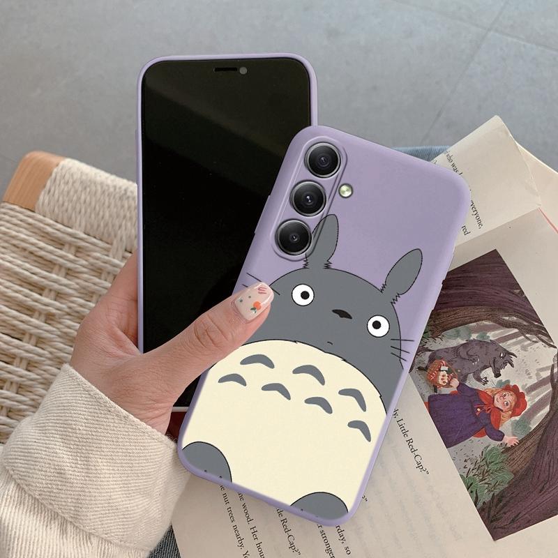 Roztomilý anime obal Totoro na telefon pro iPhone Samsung A55 S24 FE S25 M35 Xiaomi Redmi Note 13Pro 14C Huawei Honor Realme Nárazuvzdorný Kryt proti poškrábání Matný