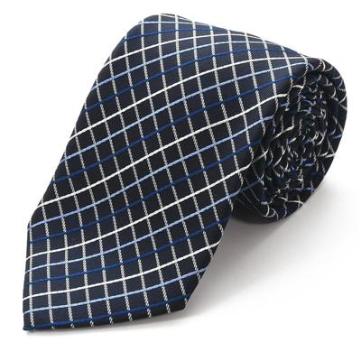 MICHIKO LONDON Brand Necktie Made In Japan Nishijin Ori Silk Jacquard Weave Check D [MICHIKO LONDON] 100% (D Pattern Navy)