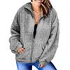 Women Turn-down Collar Winter Coat Long Sleeve Fur Coat Thick Warm Fleece Jacket Fluffy Zipper Cardigan Plus Size Solid Color Tops