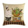 Chef Portrait Oil Painting Pattern Home Decor Cushion Cover Decorative Cotton Linen Throw Pillowcase Sofa Pillow Cover 45X45Cm