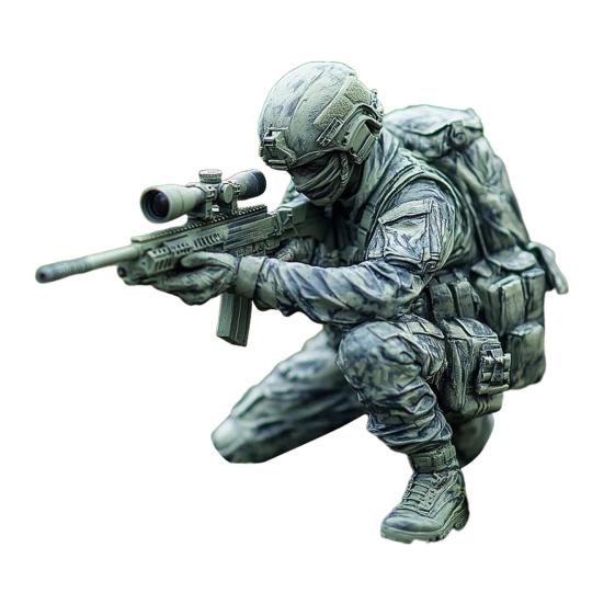 Rifle Soldier Figurine Realistic Green Soldier Statue Sculpture Metal Model Toy Home