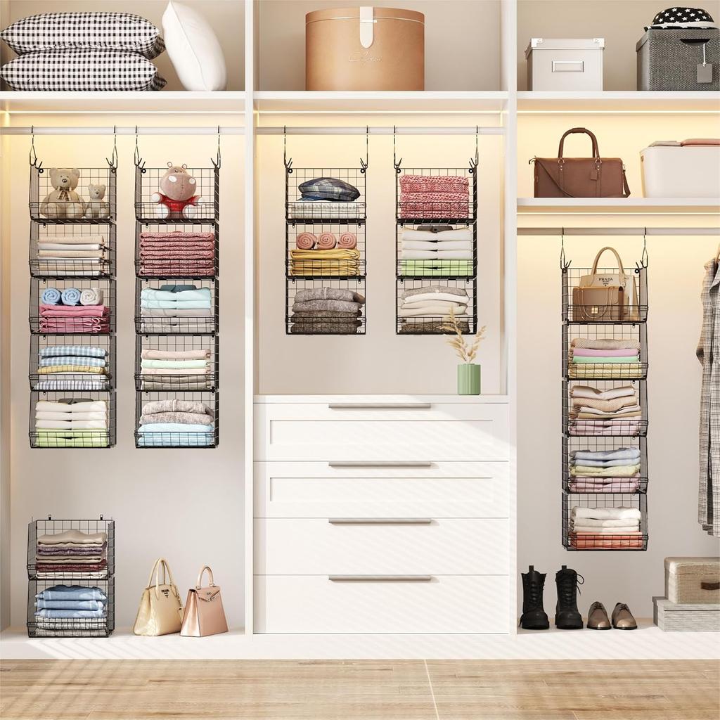Hängender Kleiderschrank-Organizer mit 3/4/5/6 Ebenen, Kleiderhängeregale, Aufbewahrungskörbe für Kleidung, Pullover, Schuhe, Handtaschen, Clutches, Accessoires