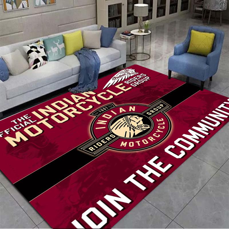Retro plyšový koberec Indian Motorcycles, okna v ložnici, domácí dekorační koberec u postele, dárek pro muže na motocykly pro těžký provoz