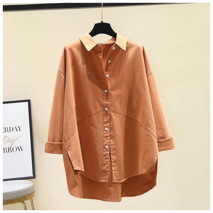 

Women s Shirt Top Spring and Autumn Korean Version Loose BF Style Casual Shirt Top 2XL brick червоний колір