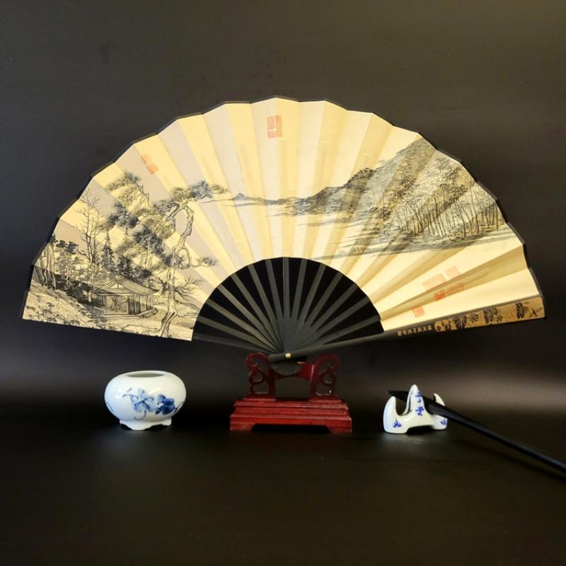 10inch Chinese Style Silk Fan Folding Fan Wedding Fan Art Gifts Dance Hand Vintage Bamboo Folding Home Decorative
