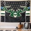 "Green Deer Logo On Dark Striped Background" Pattern Wall Hanging Tapestry Decorative Tapestry Home Decor for Bedroom and Living Room