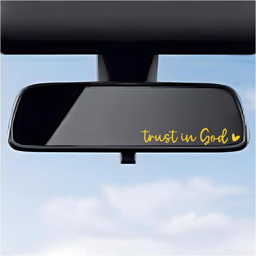 DXNQ 2PCS Trust In God Rearview Mirror decal,Car Vinyl Rearview Mirror Decorative Sticker,Waterproof Believe In God Sticker,Suitable for Cars,