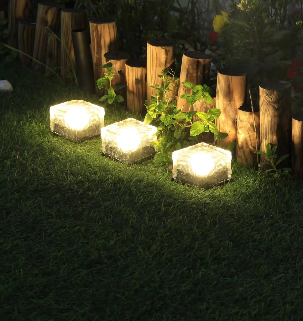 Solar Ice Cube Lights Glass Brick Lights Landscape Lights Square Glass Lights Outdoor Road Street Lights Garden Decoration
