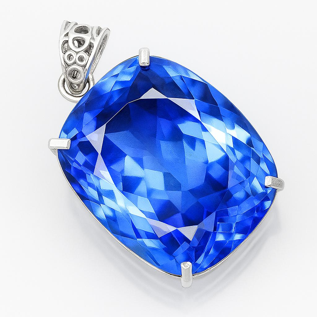 87 Ct Blue Topaz 925 Sterling Silver Pendant Certified Collection For Gift