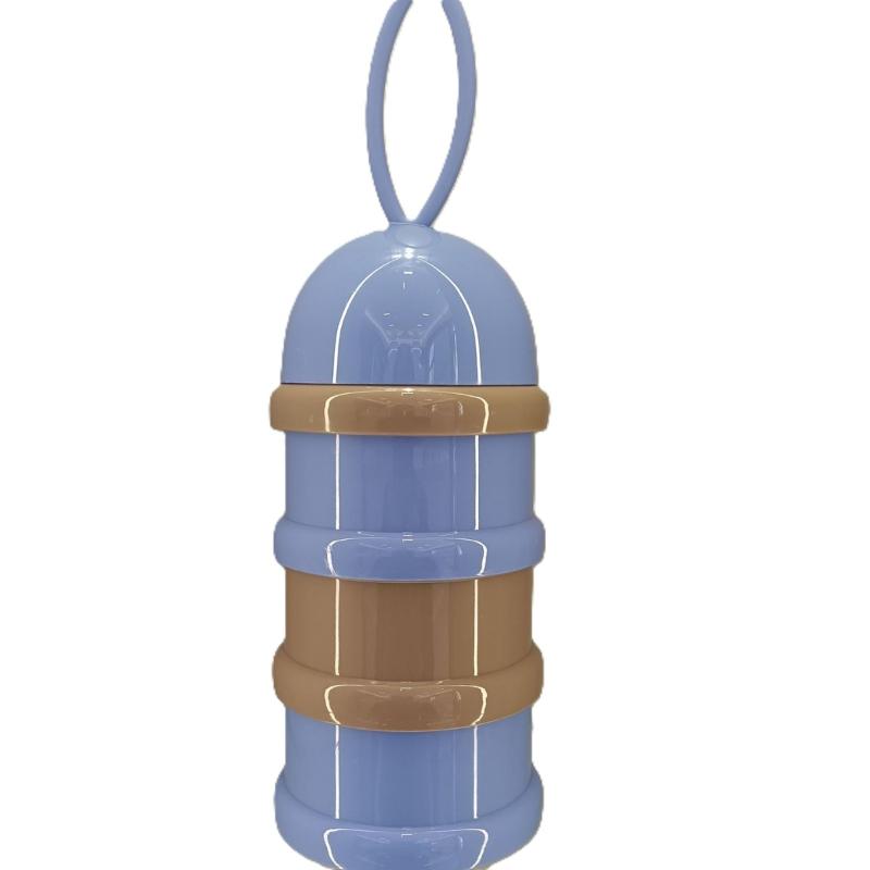 Cutie colorată pentru lapte praf pentru bebeluși cu 3 niveluri, compartimente individuale pe nivel pentru lapte praf, cutie portabilă rotativă pentru lapte praf pentru copii