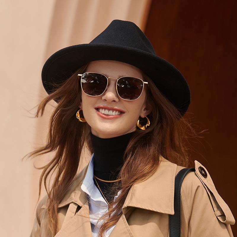 New Felt Hat Women's Chain Decorative Jazz Hat High-end Elegant Temperament Fashion Top Hat