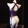 Pure Desire Sexy Temptation Onesie Free Lace Perspective Hollow Fishing Net Stockings Purple Charming