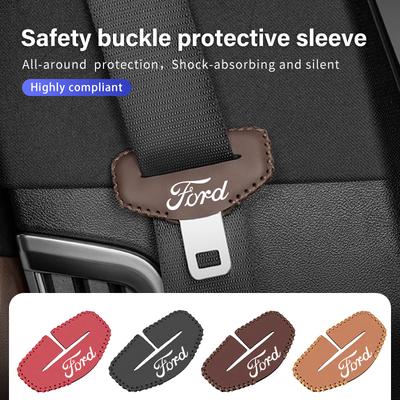 Car Seat Belt Buckle Cover Leather Protector Anti-collision For Mk2 Mk3 Ranger Mondeo Mk4 S-MAX Kuga Mustang Fusion
