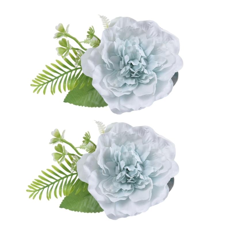 Contemporary Artificial Flower Curtain Fastening Clips Set of 2 Decorative Window Drapery Holders Tieback Straps Buckles