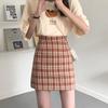 WTEMPO Brand Trendy Fashion Retro Plaid High Waist Skinny A Word Package Hip Skirt Half Body Skirt Female Student Skirts